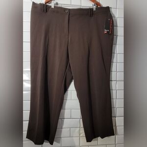 Nwt Avenue No Gap Trousers Ladies Brown Straight Leg Pant Hidden Elastic Waist F